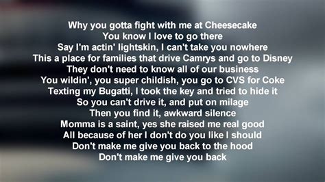 i give out chanel like a hug|Lyrics for Child's Play by Drake .